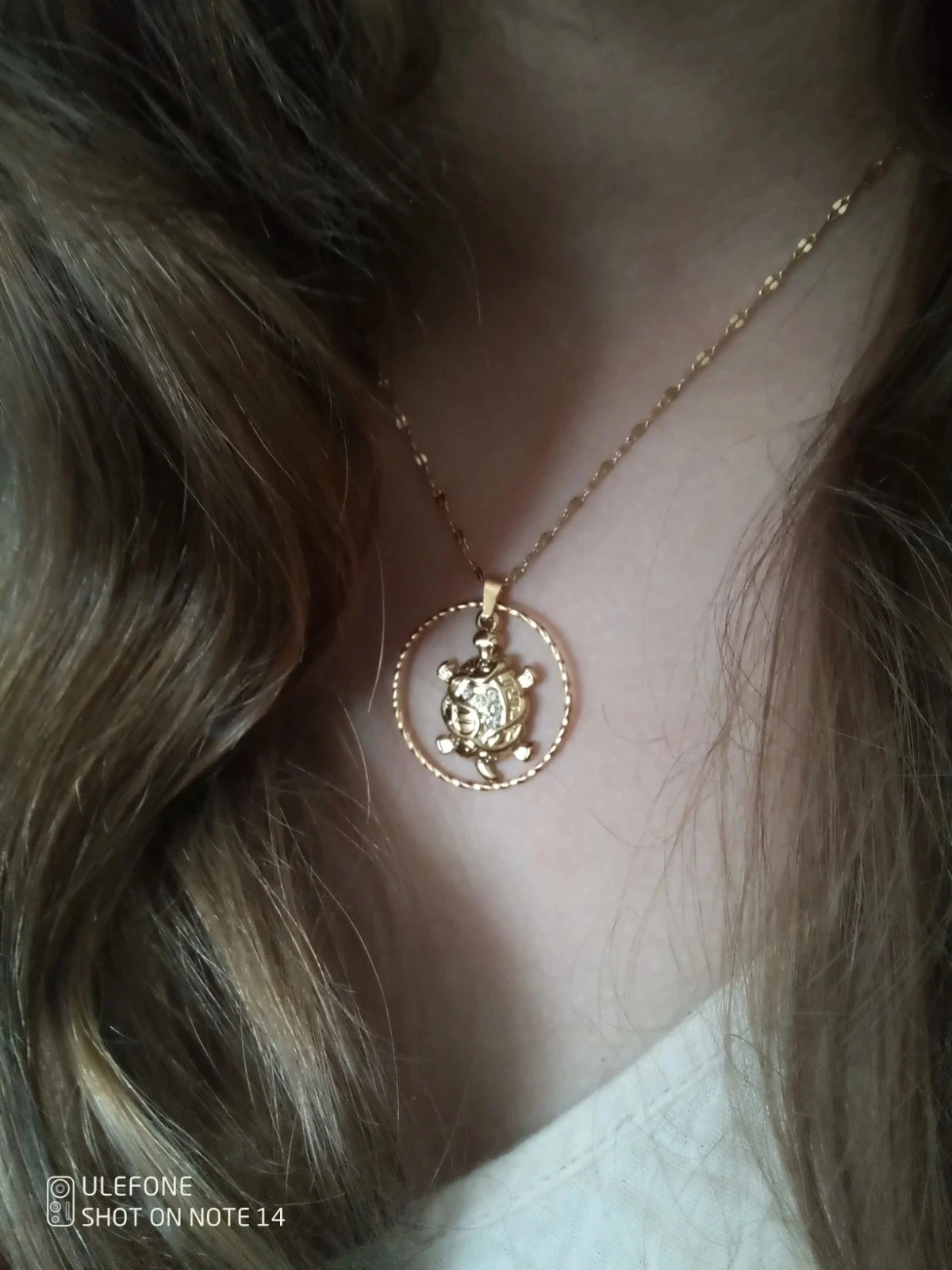 Collier tortue acier doré avec zirconium – photo 4